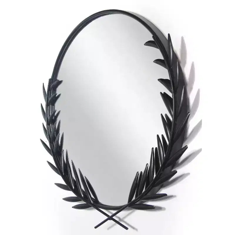 22"x21" Emperor Wall Mirror Black - Grecian Iron Frame, No Assembly Required