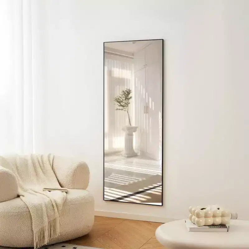 Specchio intero nero da 177,8 × 78,7 cm con cornice in lega di alluminio