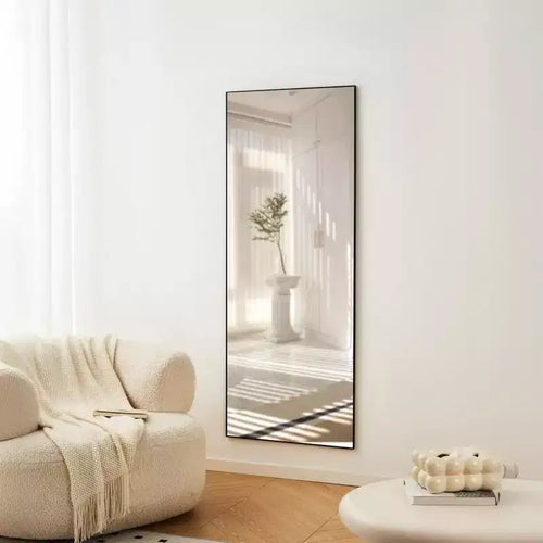 Specchio intero nero da 177,8 × 78,7 cm con cornice in lega di alluminio