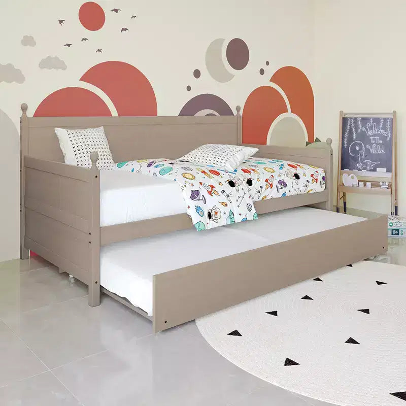 Twin Size Wooden Daybed with Trundle
