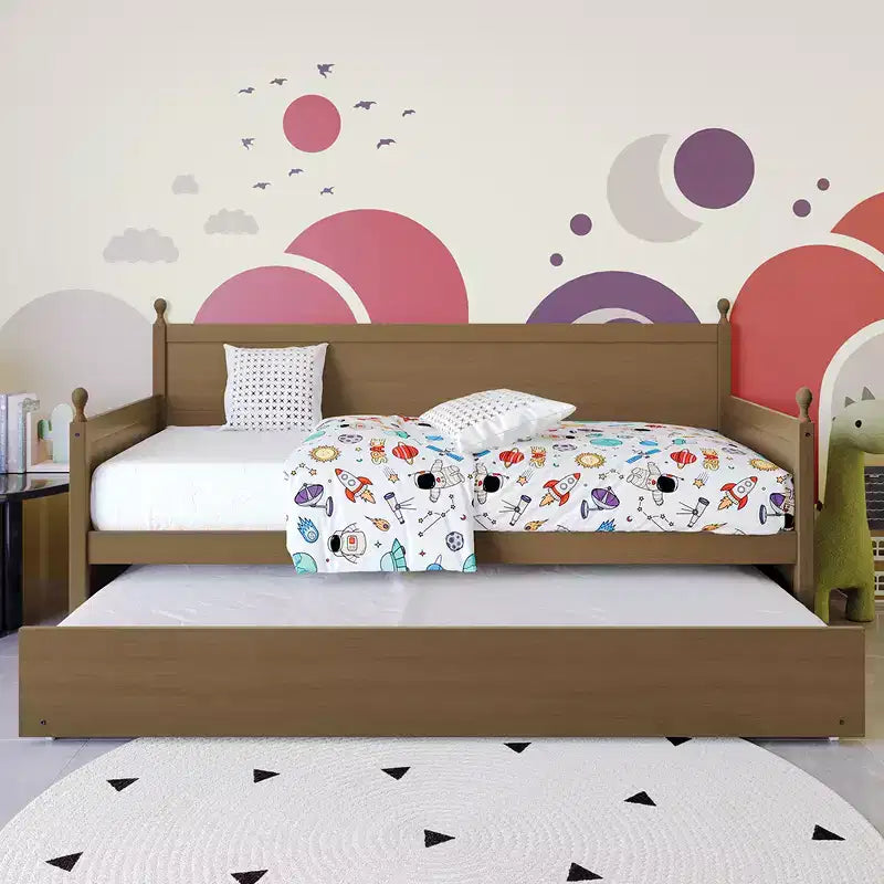 Twin Size Wooden Daybed with Trundle