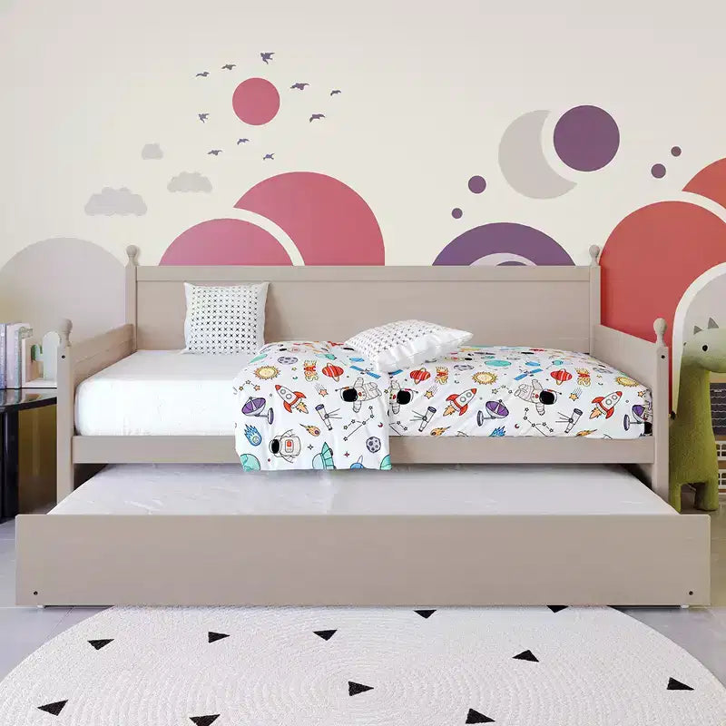 Twin Size Wooden Daybed with Trundle