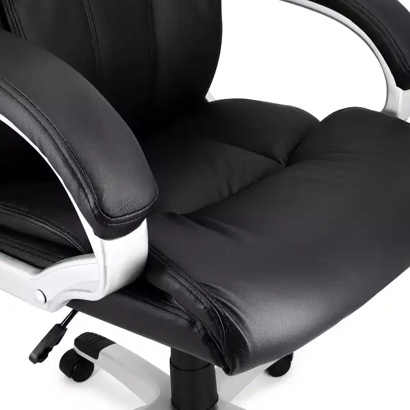 High Back Adjustable Faux Leather Office Chair in Black and Gray Base