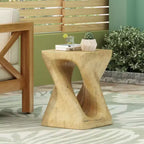 Twist-Shaped Side Table with Wood-Like Texture, Natural Color