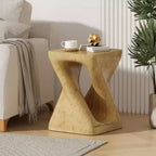 Tavolino a forma di spirale con venature effetto legno, colore naturale