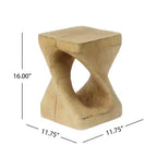 Tavolino a forma di spirale con venature effetto legno, colore naturale