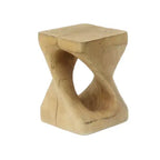 Tavolino a forma di spirale con venature effetto legno, colore naturale
