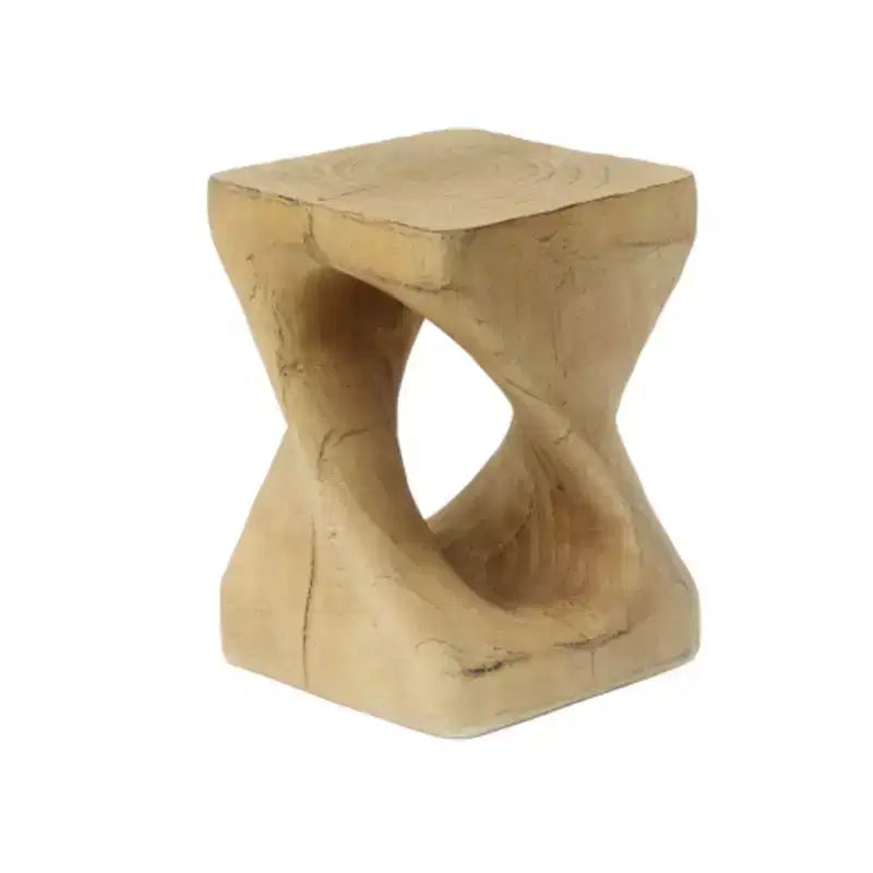Twist Shape Side Table, Wood-like texture, Natural Color
