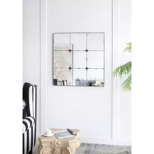 36 x 36 Inch Traditional Antique Glass Panel Wall Mirror
