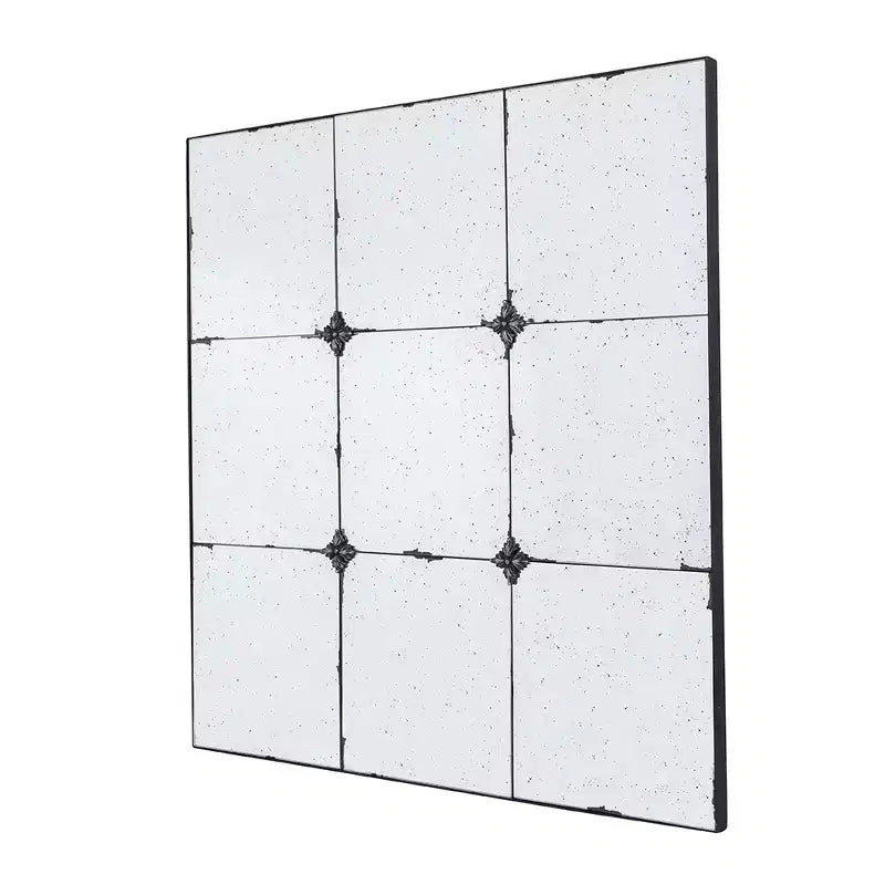36 x 36 Inch Traditional Antique Glass Panel Wall Mirror