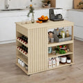 Rolling Kitchen Island with Drawer, Wine Rack and Lockable Casters