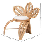 Poltrona con accento a foglia di rattan naturale Bianco/Marrone naturale - Fatta a mano, Imbottita in schiuma, Nessun montaggio richiesto