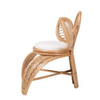 Poltrona con accento a foglia di rattan naturale Bianco/Marrone naturale - Fatta a mano, Imbottita in schiuma, Nessun montaggio richiesto