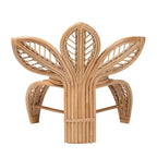 Poltrona con accento a foglia di rattan naturale Bianco/Marrone naturale - Fatta a mano, Imbottita in schiuma, Nessun montaggio richiesto