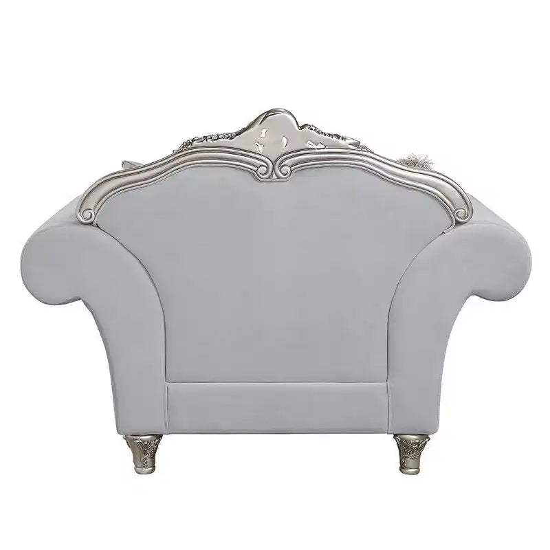 62" Pelumi Accent Chair Light Gray Linen Platinum Finish
