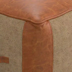 Pouf Quadrato Contemporaneo, Rivestimento in Pelle Rimovibile, Motivo Astratto, Capacità 113 kg