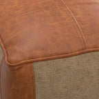 Pouf Quadrato Contemporaneo, Rivestimento in Pelle Rimovibile, Motivo Astratto, Capacità 113 kg