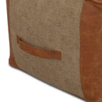 Pouf Quadrato Contemporaneo, Rivestimento in Pelle Rimovibile, Motivo Astratto, Capacità 113 kg