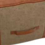 Pouf Quadrato Contemporaneo, Rivestimento in Pelle Rimovibile, Motivo Astratto, Capacità 113 kg