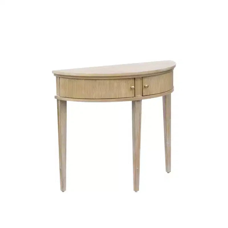 Storage Console Table Reclaimed Wheat - Vintage Demilune Design, Entryway Elegance
