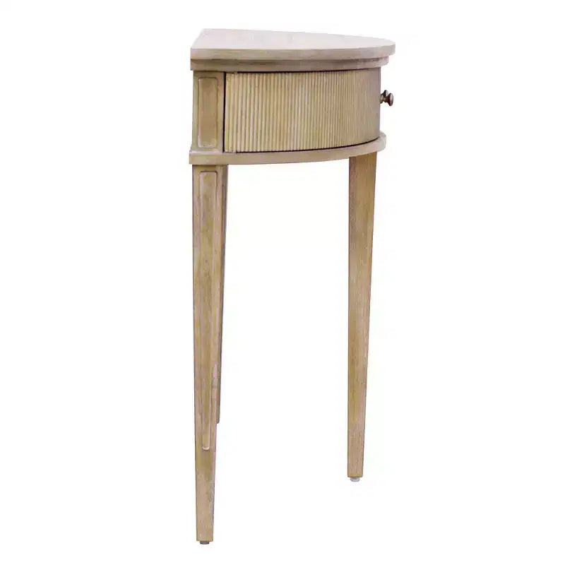 Storage Console Table Reclaimed Wheat - Vintage Demilune Design, Entryway Elegance