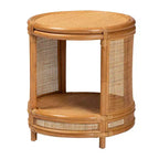 Rattan End Table Light Honey - No Assembly, Round Wicker Side
