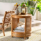 Tavolino rotondo in rattan color miele chiaro - Nessun montaggio