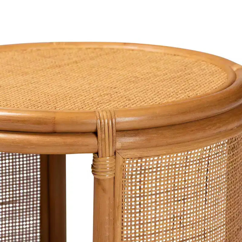 Rattan End Table Light Honey - No Assembly, Round Wicker Side