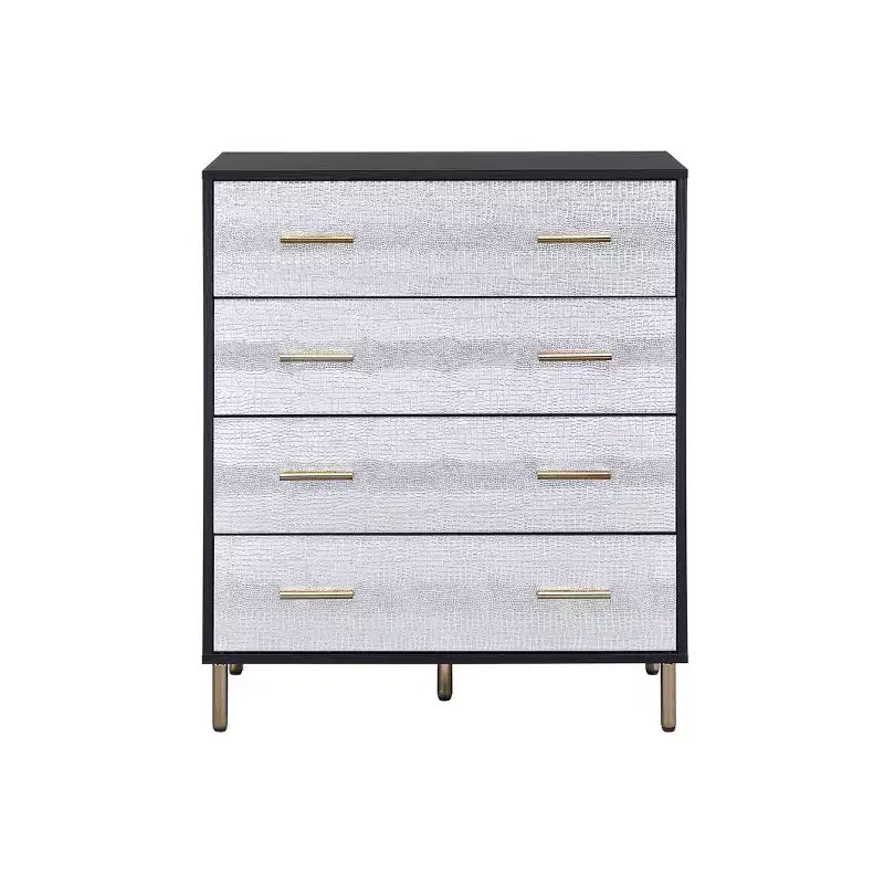 32" Decorative 5-Drawer Chest - Black, Silver and Gold Finish