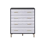Cassettiera decorativa a 5 cassetti da 32" - Finitura nera, argento e oro