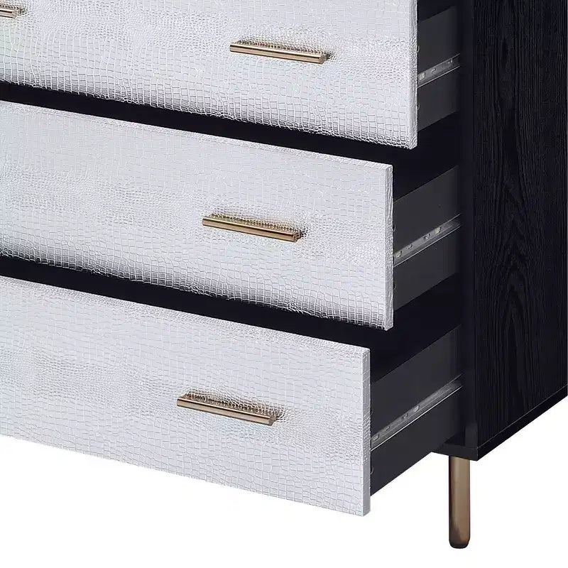 32" Decorative 5-Drawer Chest - Black, Silver and Gold Finish