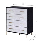 Cassettiera decorativa a 5 cassetti da 32" - Finitura nera, argento e oro