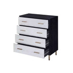 Cassettiera decorativa a 5 cassetti da 32" - Finitura nera, argento e oro