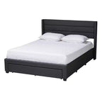 Full Braylon Fabric & Wood Platform Storage Bed with Drawer - Baxton Studio