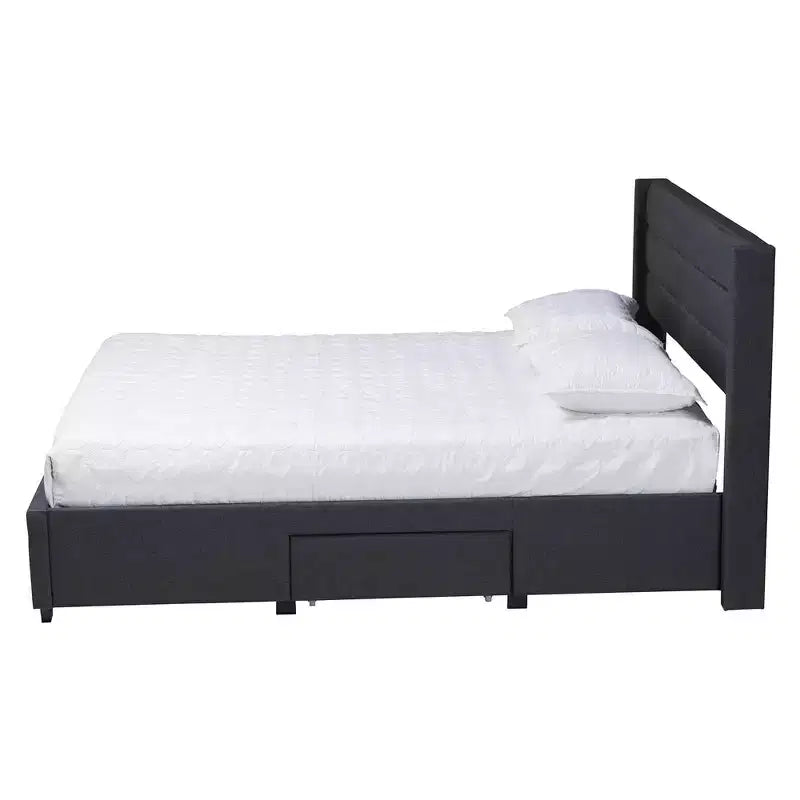 Full Size Fabric & Wood Platform Storage Bed with Drawer