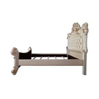 96" Eastern King Bed Vendome Antique Pearl Finish - Acme Furniture: Luxury Upholstered Tufted Headboard, Faux Leather, Glam Style