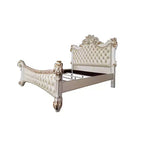 Letto Eastern King 96" finitura perla antica - Lussuosa testiera imbottita trapuntata, similpelle, stile Glamour