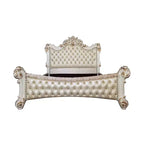 Letto Eastern King 96" finitura perla antica - Lussuosa testiera imbottita trapuntata, similpelle, stile Glamour