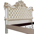 Letto Eastern King 96" finitura perla antica - Lussuosa testiera imbottita trapuntata, similpelle, stile Glamour