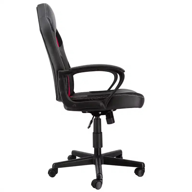 High Back Adjustable Faux Leather and Mesh Office Chair in Black and Burgundy