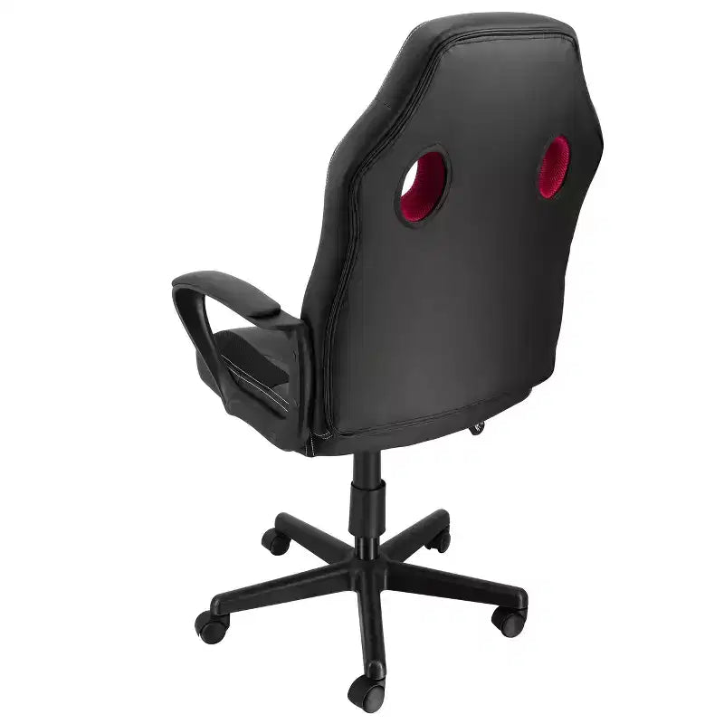 High Back Adjustable Faux Leather and Mesh Office Chair in Black and Burgundy