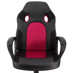 Sedia da ufficio con schienale alto regolabile in similpelle e rete, colore nero e bordeaux