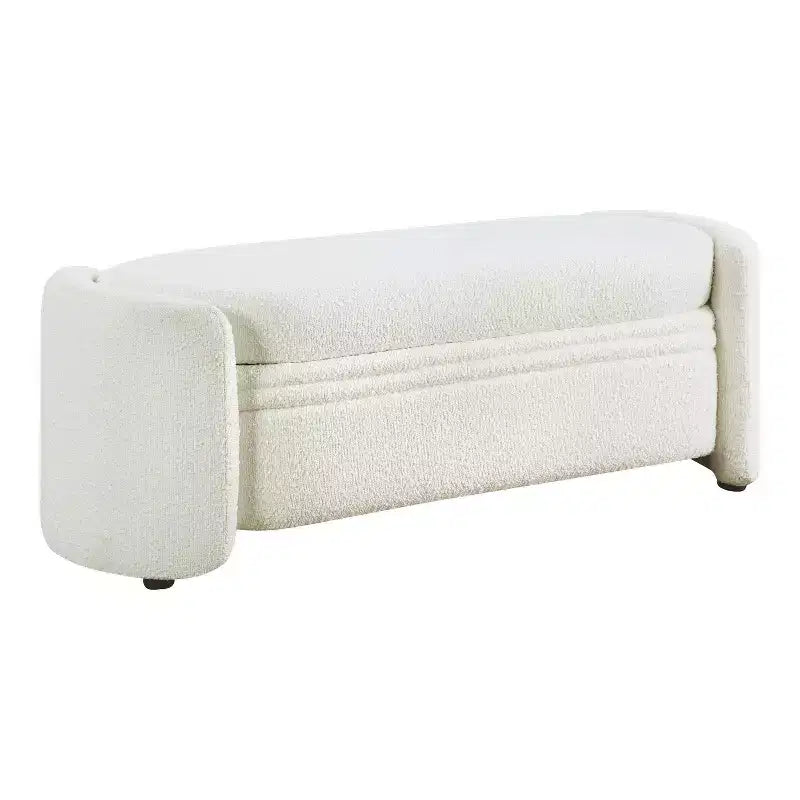 Glam Boucle Storage Bench for Bedroom and Entryway