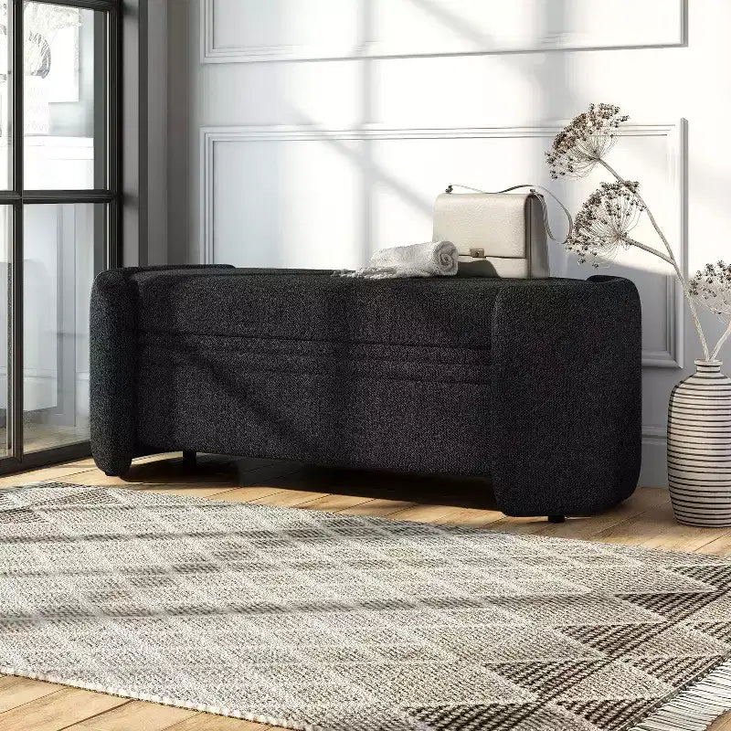 Glam Boucle Storage Bench for Bedroom and Entryway