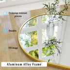 Specchio rettangolare con parte superiore arrotondata a tutta lunghezza - 21x64", cornice in alluminio nero