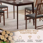 Tavolo da pranzo rettangolare in legno da 48" in stile rustico con gambe in legno massello di caucciù, colore ciliegio/naturale