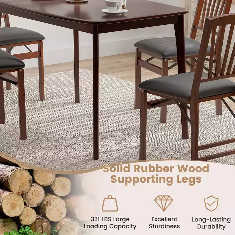 48" Wooden Dining Table Rectangular Farmhouse Kitchen with Solid Rubber Wood Legs Cherry/Natural