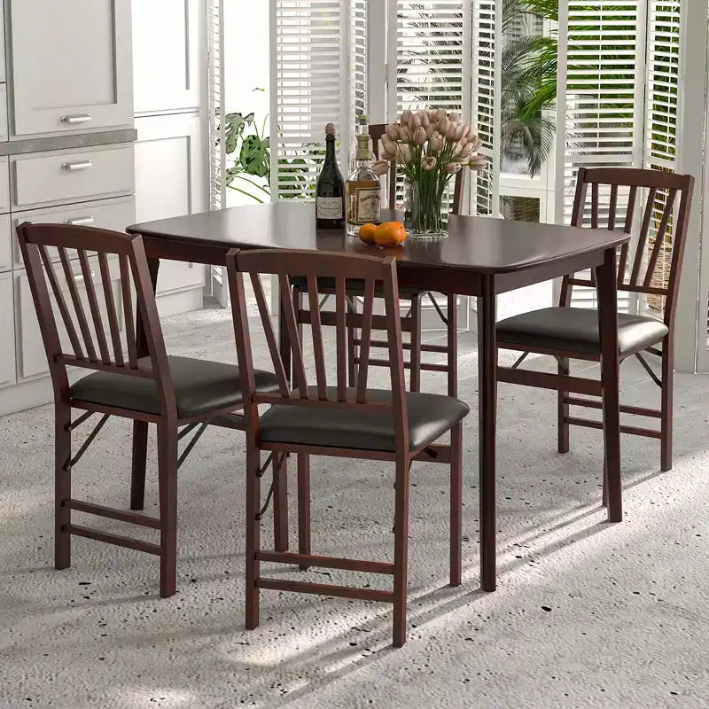 48" Wooden Dining Table Rectangular Farmhouse Kitchen with Solid Rubber Wood Legs Cherry/Natural