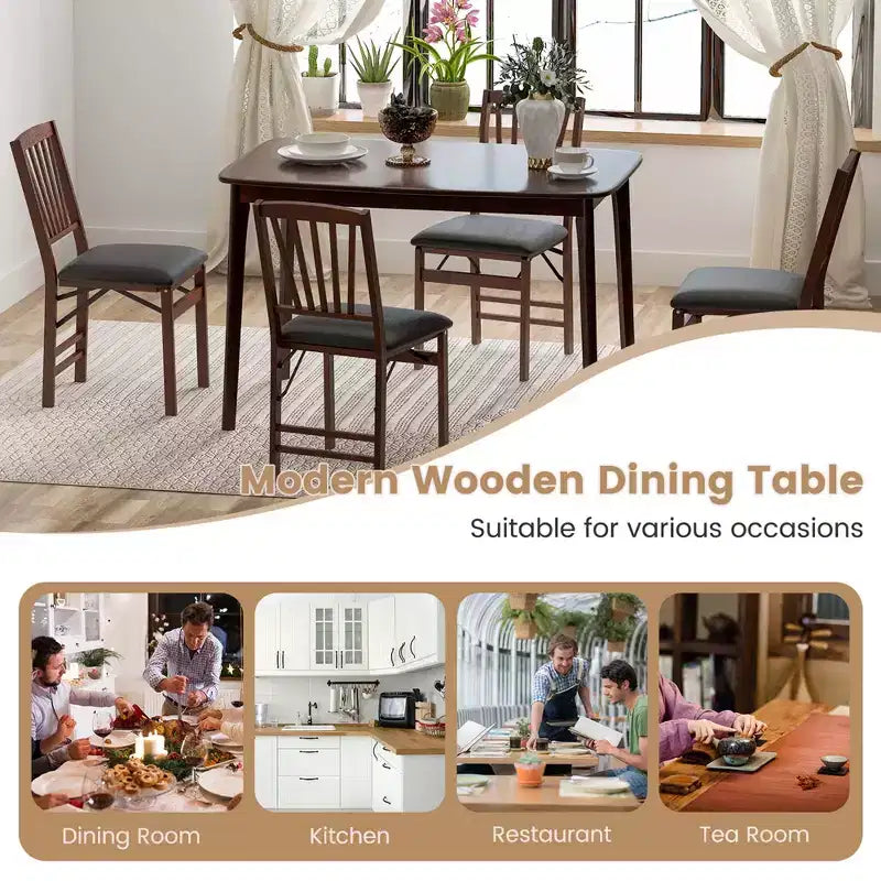 48" Wooden Dining Table Rectangular Farmhouse Kitchen with Solid Rubber Wood Legs Cherry/Natural