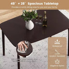 Tavolo da pranzo rettangolare in legno da 48" in stile rustico con gambe in legno massello di caucciù, colore ciliegio/naturale